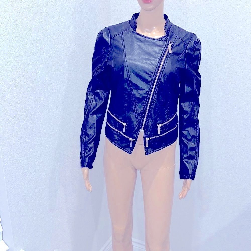 SayWhat? faux leather moto jacket